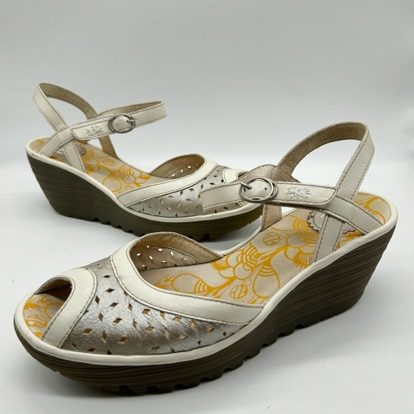 Fly London yumo leather wedge sandals women’s 41 / 10.5 - Picture 1 of 7